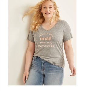 Lane Bryant Gray V-neck Graphic T-shirt